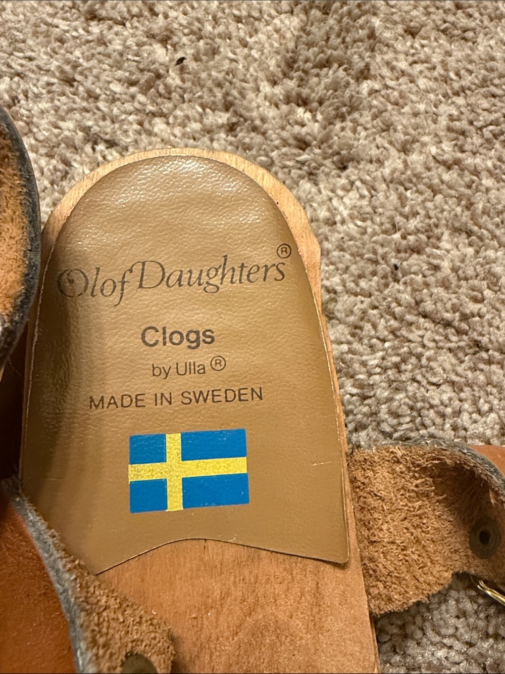 Women's Tan Leather Slingback Clog with Perforated Detail - Picture 5 of 5
